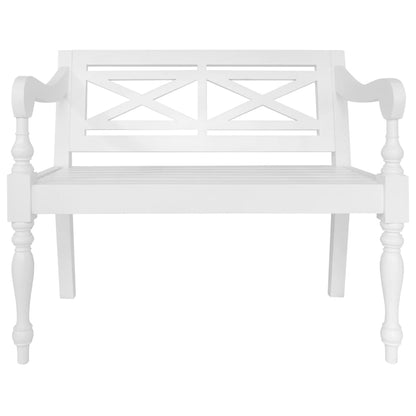 Batavia Bench 98 cm Solid Mahogany Wood White
