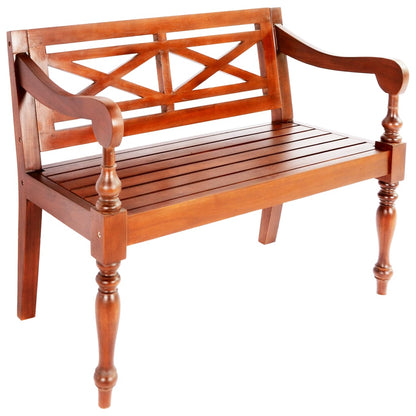 246968 vidaXL Batavia Bench 98 cm Solid Mahogany Wood Dark Brown