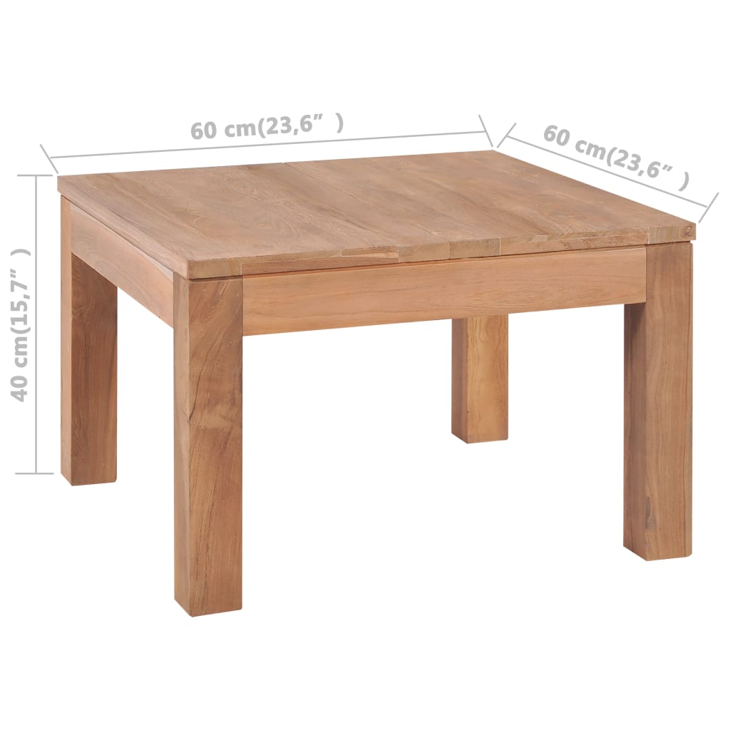 Coffee Table Solid Teak Wood with Natural Finish 60x60x40 cm