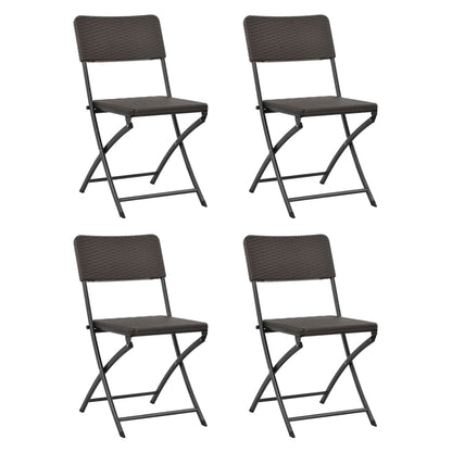 Folding Garden Chairs 4 pcs HDPE and Steel Brown