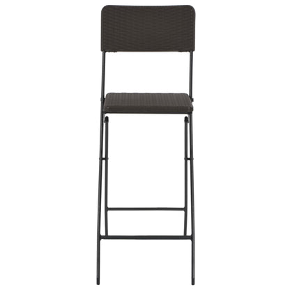 Folding Bar Chairs 2 pcs HDPE and Steel Brown Rattan Look