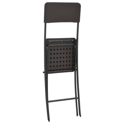 Folding Bar Chairs 2 pcs HDPE and Steel Brown Rattan Look