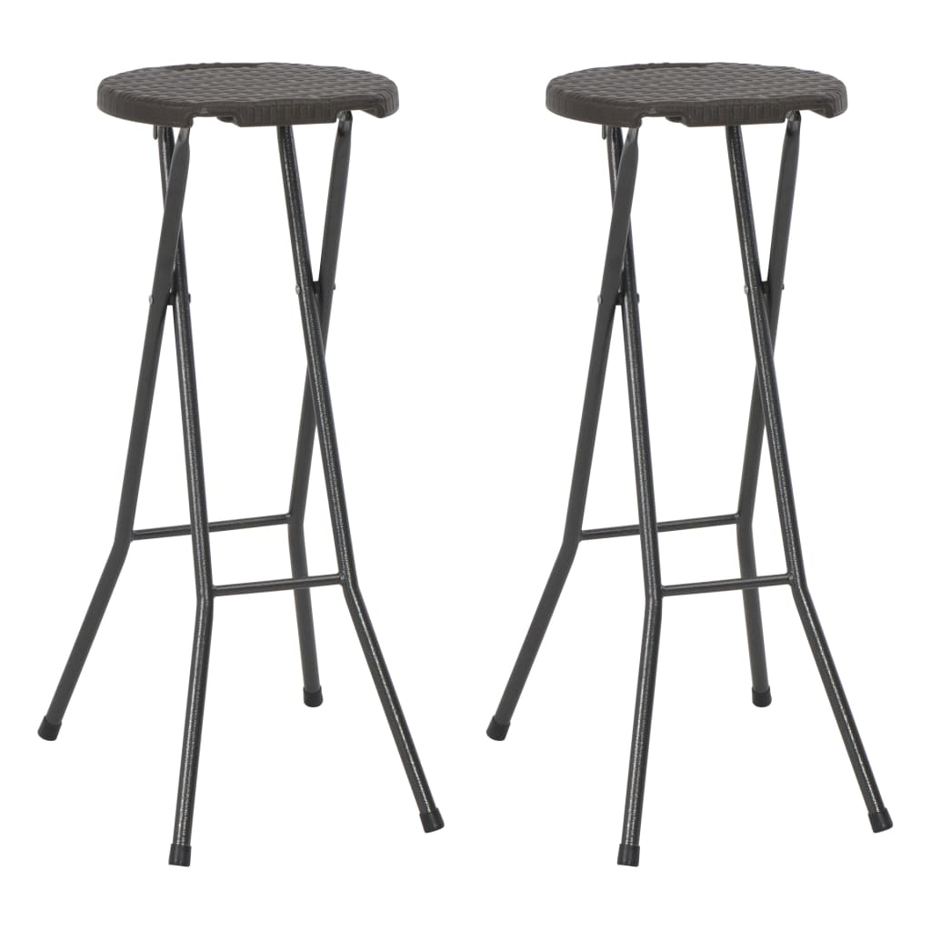 Bar Chair | Set of 2 | Brown | HDPE | Standard | Foldable | Bar Stool