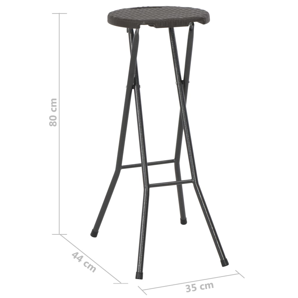 Bar Chair | Set of 2 | Brown | HDPE | Standard | Foldable | Bar Stool