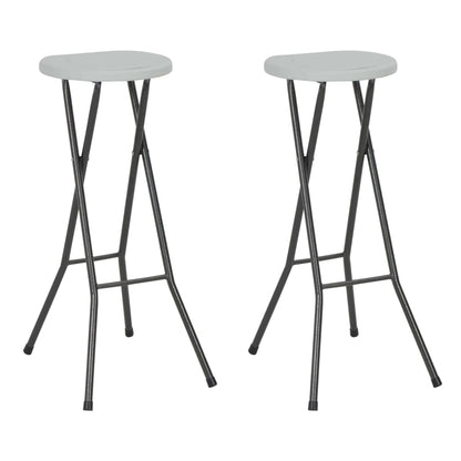 Bar Chair | Set of 2 | White | HDPE and powder-coated steel | Foldable