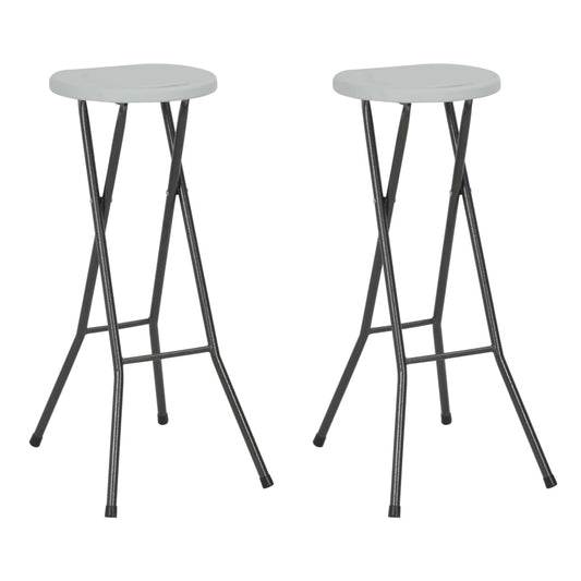 Bar Chair | Set of 2 | White | HDPE and powder-coated steel | Foldable