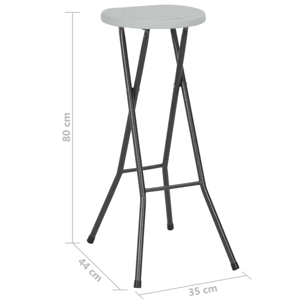 Bar Chair | Set of 2 | White | HDPE and powder-coated steel | Foldable