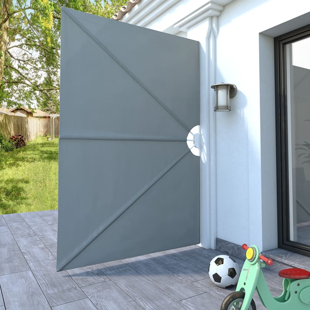 Collapsible Terrace Side Awning Grey 240x160 cm