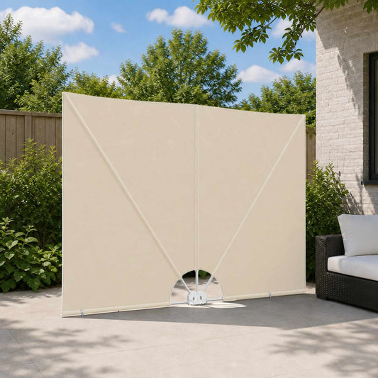 44570 vidaXL Collapsible Terrace Side Awning Cream 400x200 cm