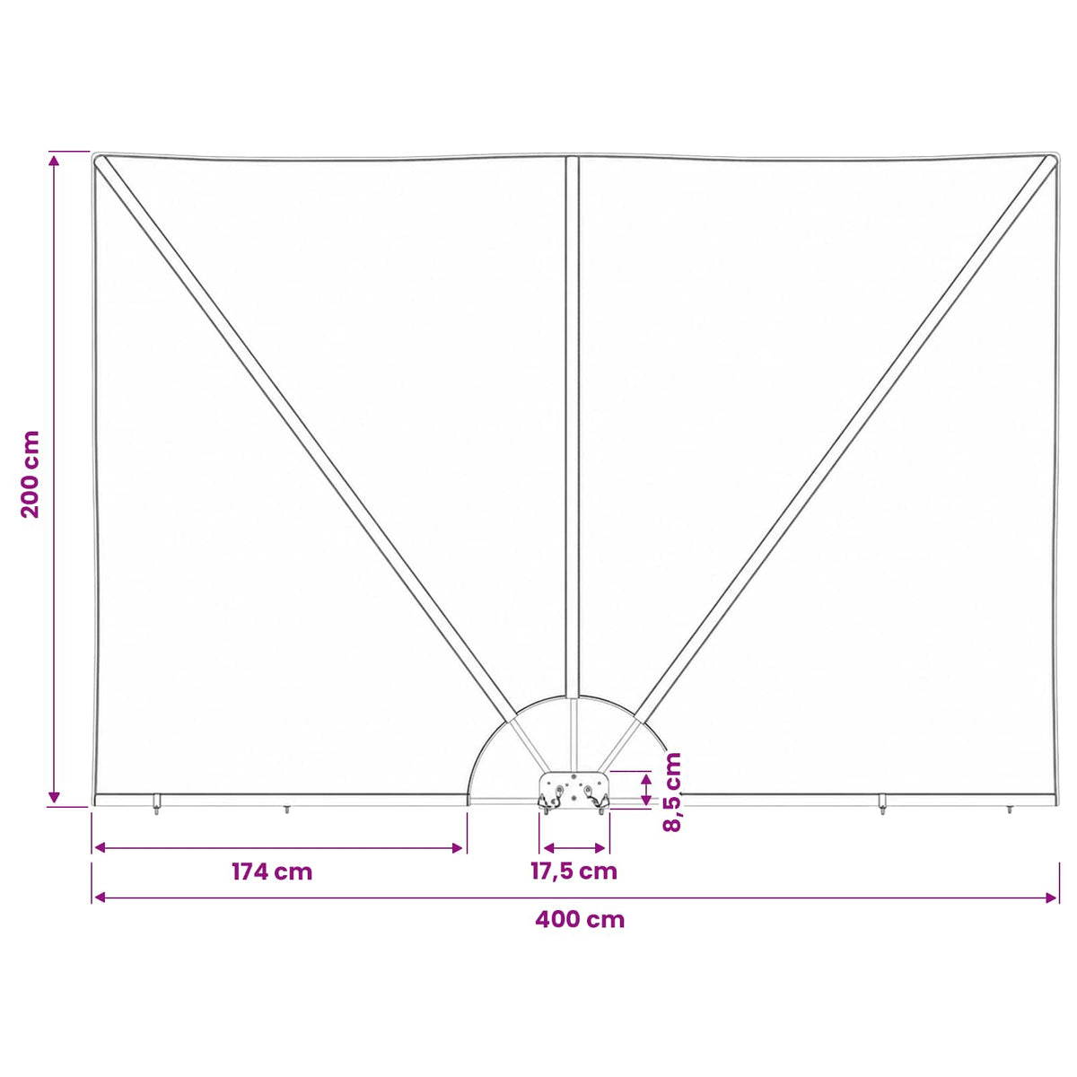 44570 vidaXL Collapsible Terrace Side Awning Cream 400x200 cm