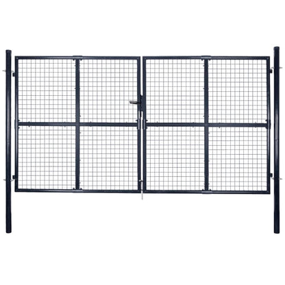 Mesh Garden Gate Galvanised Steel 300x150 cm Grey