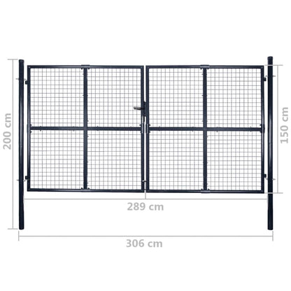 Mesh Garden Gate Galvanised Steel 300x150 cm Grey