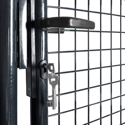 Mesh Garden Gate Galvanised Steel 100x100 cm Grey