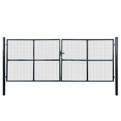 Mesh Garden Gate Galvanised Steel 400x150 cm Grey