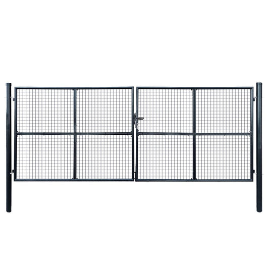 Mesh Garden Gate Galvanised Steel 400x150 cm Grey