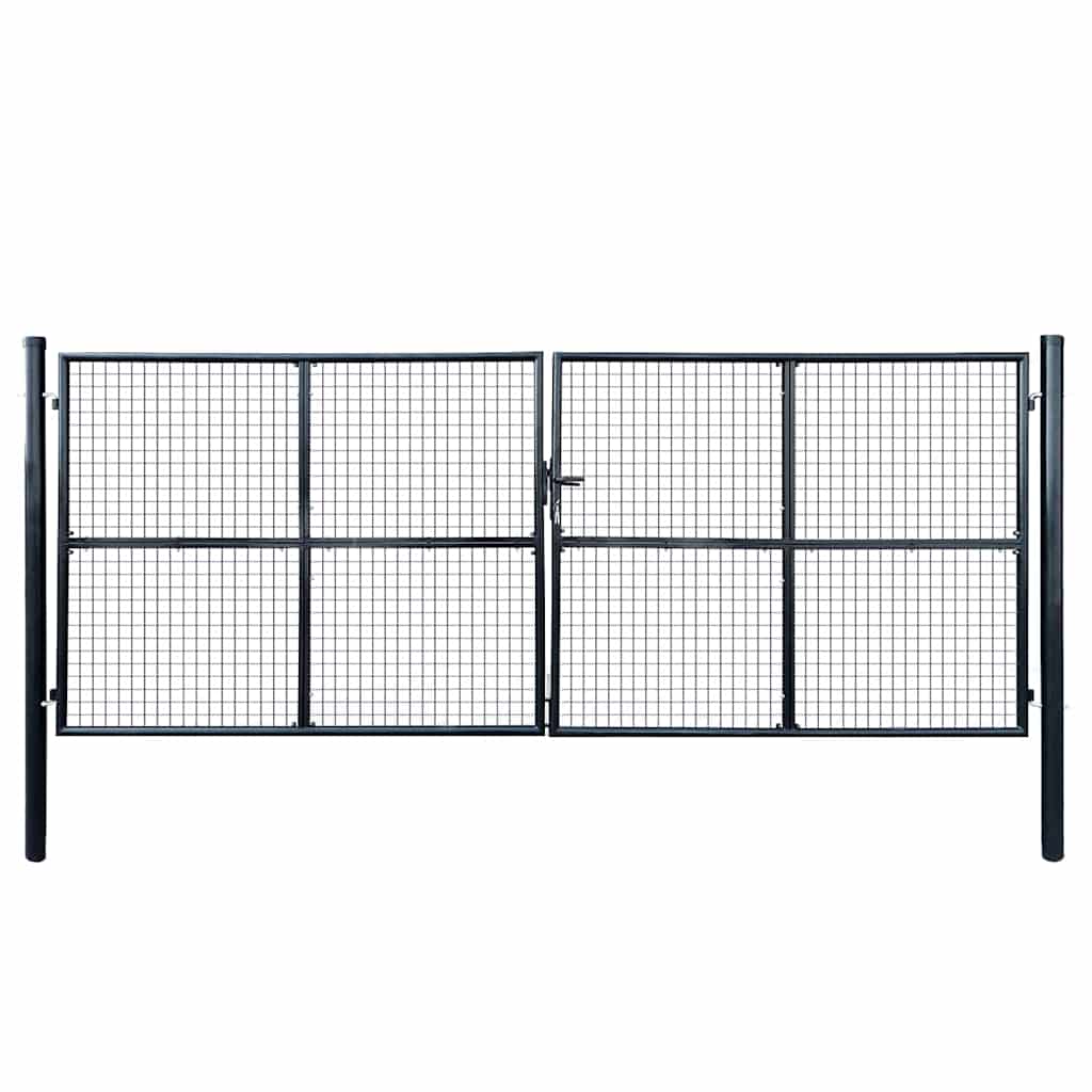 Mesh Garden Gate Galvanised Steel 400x150 cm Grey