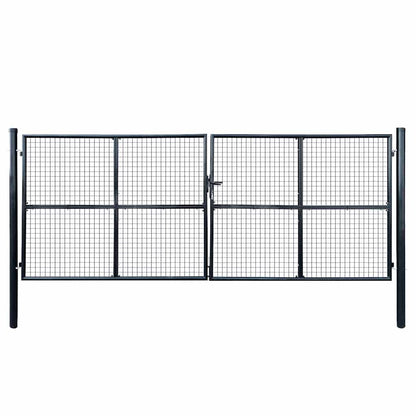 Mesh Garden Gate Galvanised Steel 400x150 cm Grey