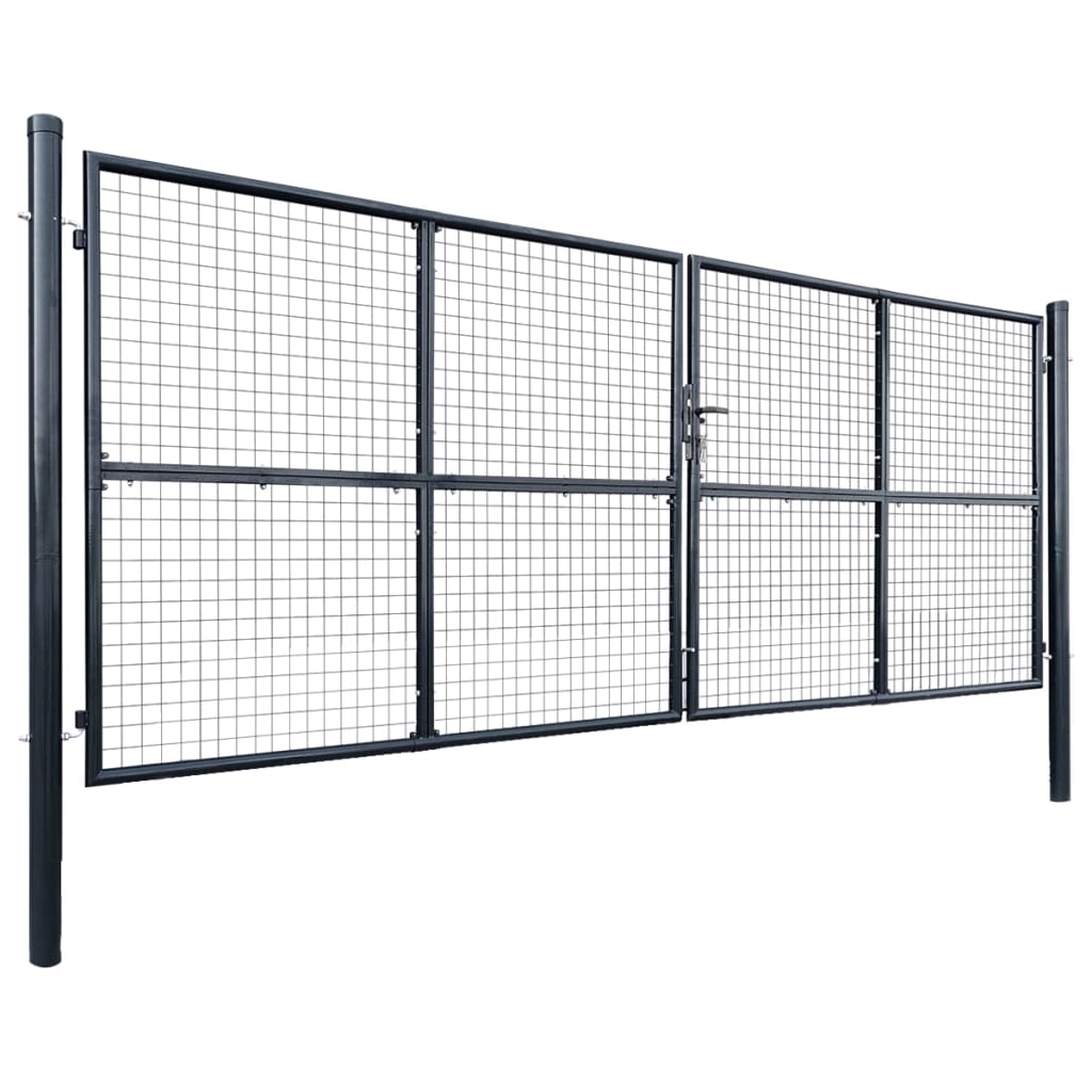 Mesh Garden Gate Galvanised Steel 400x150 cm Grey
