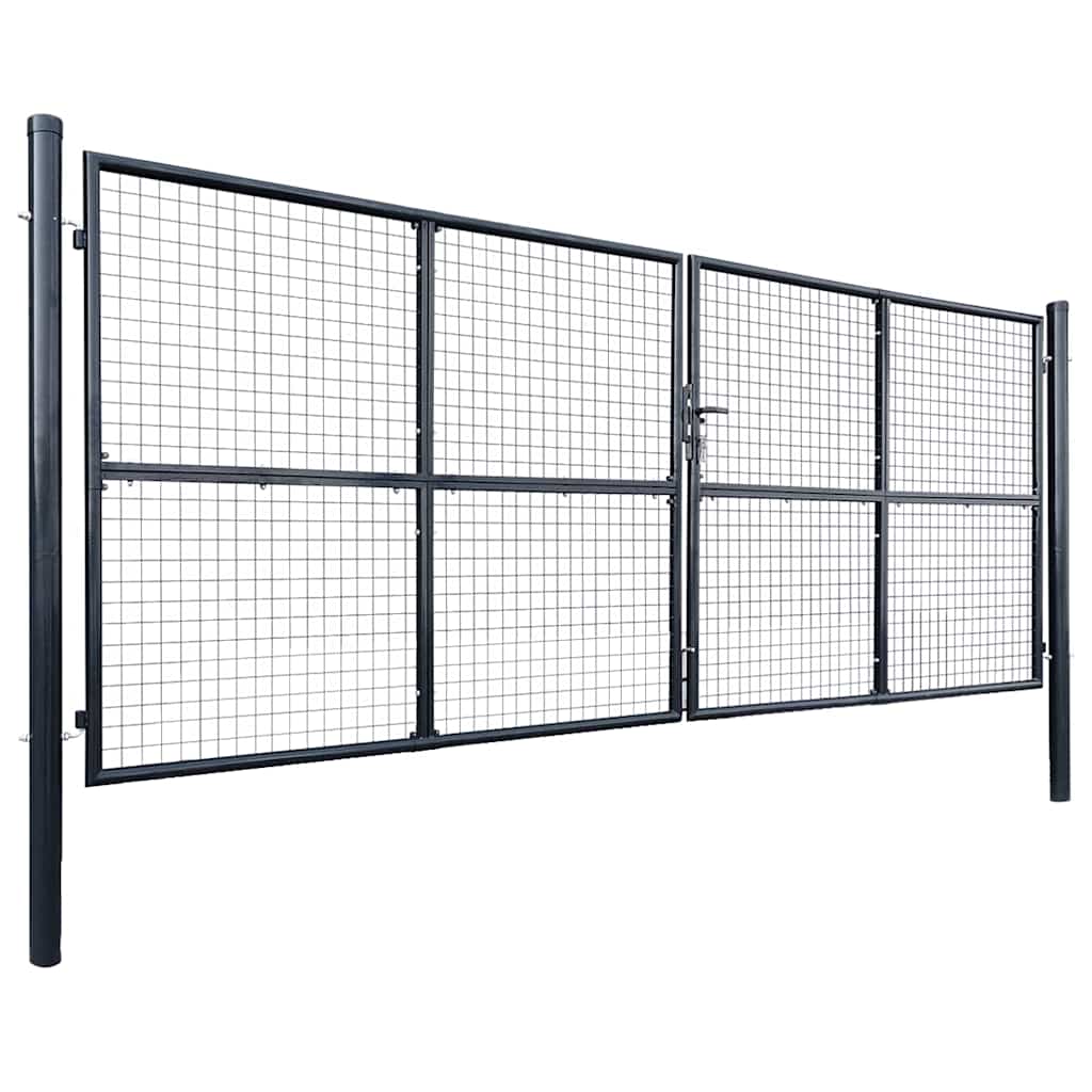 Mesh Garden Gate Galvanised Steel 400x150 cm Grey