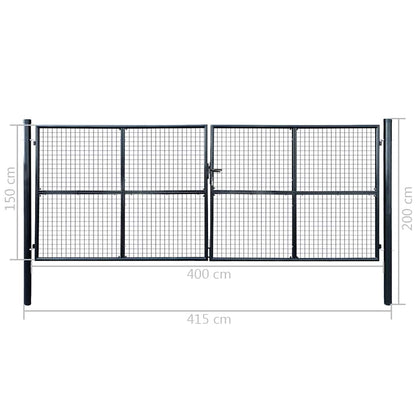 Mesh Garden Gate Galvanised Steel 400x150 cm Grey