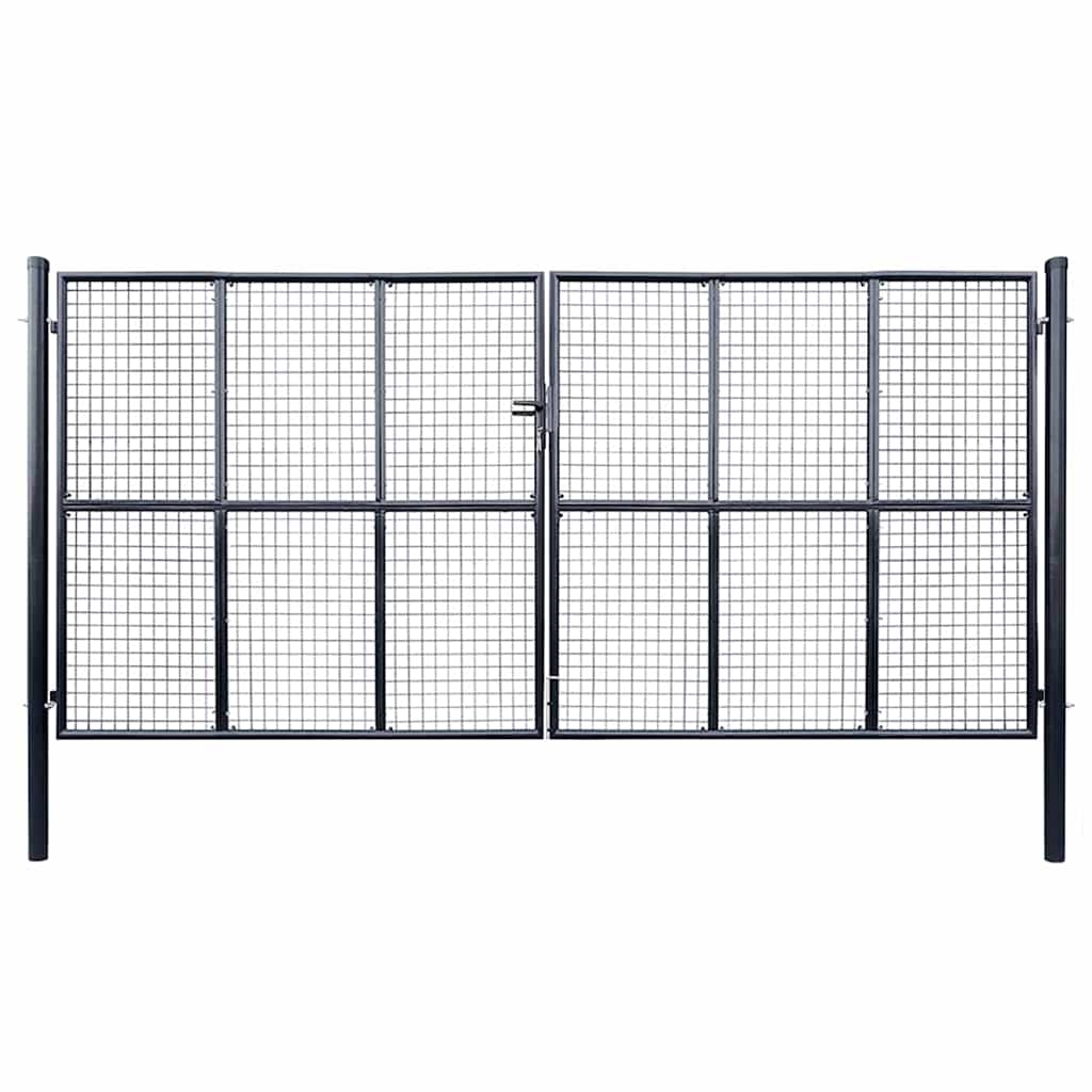 Mesh Garden Gate Galvanised Steel 400x175 cm Grey