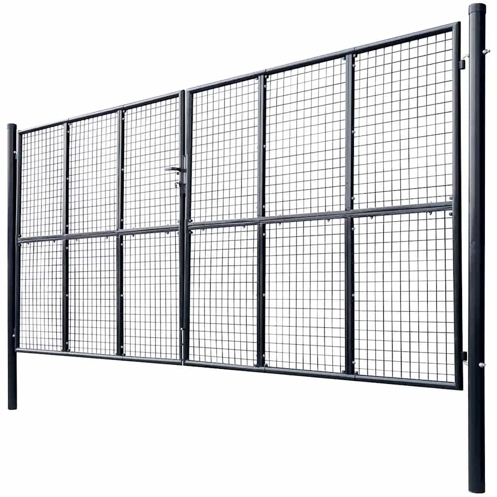 Mesh Garden Gate Galvanised Steel 400x175 cm Grey