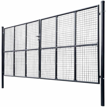 Mesh Garden Gate Galvanised Steel 400x175 cm Grey