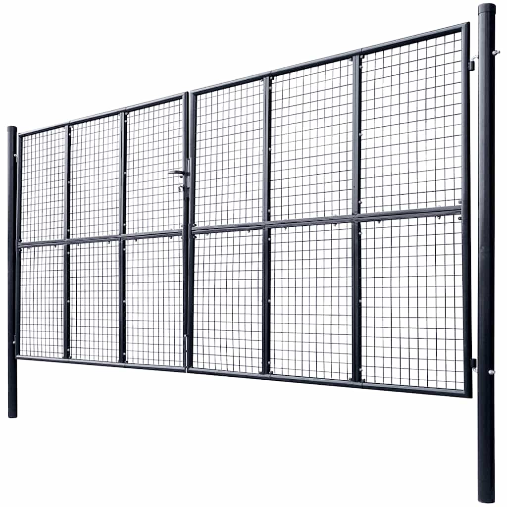 Mesh Garden Gate Galvanised Steel 400x200 cm Grey
