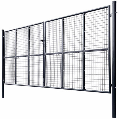 Mesh Garden Gate Galvanised Steel 400x200 cm Grey