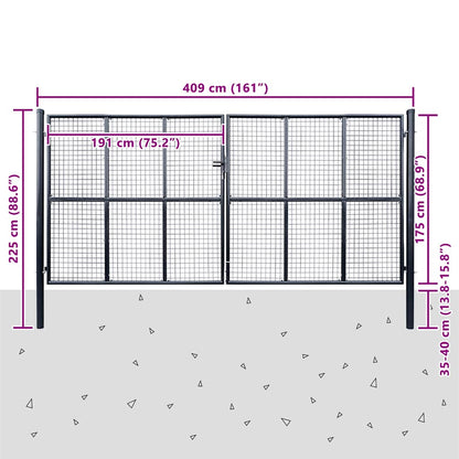 Mesh Garden Gate Galvanised Steel 400x200 cm Grey