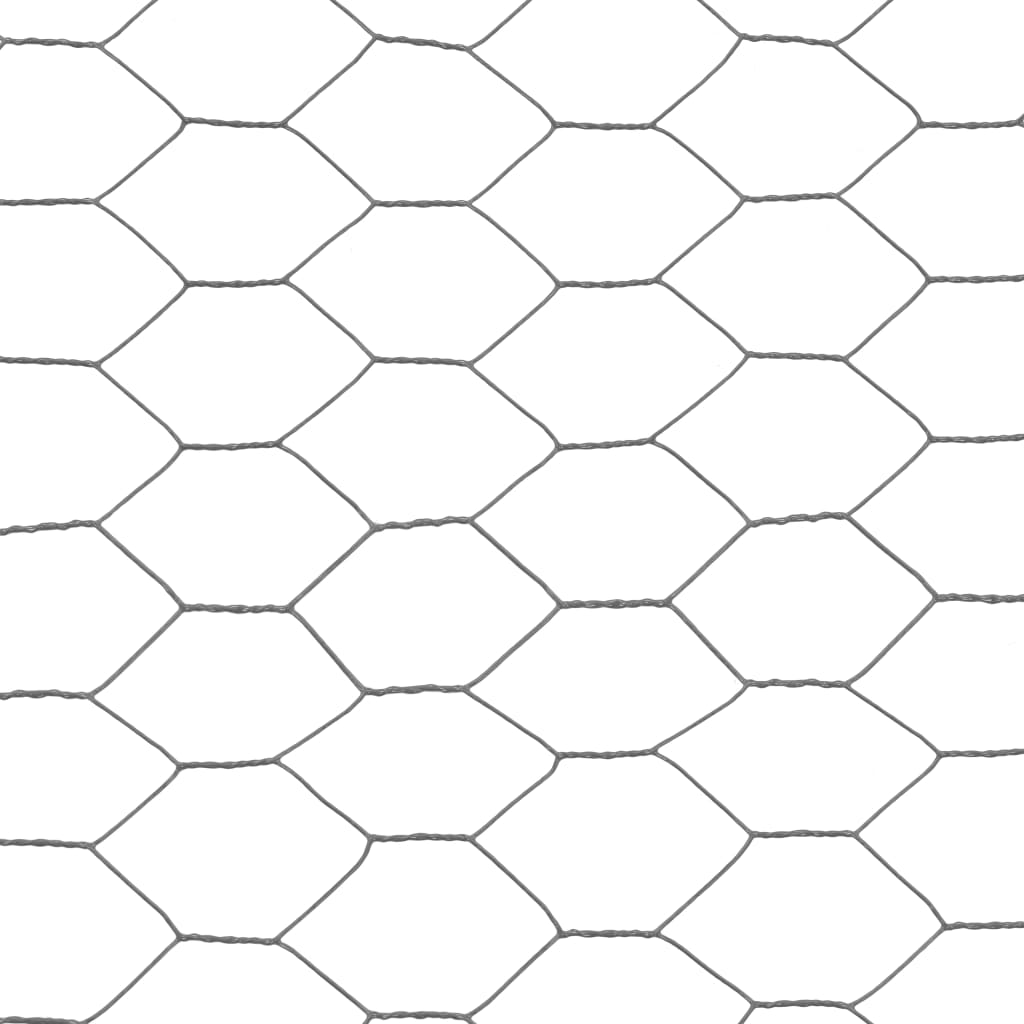 Chicken Wire Fence Steel with PVC Coating 25x1 m Grey
