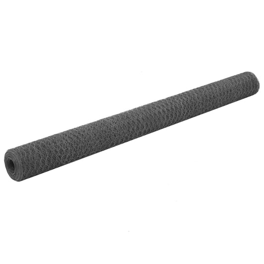 Chicken Wire Fence Steel with PVC Coating 25x1,5 m Grey