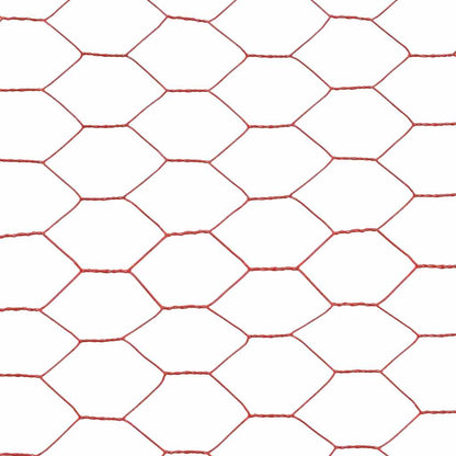 Chicken Wire Fence Steel with PVC Coating 25x1 m Red