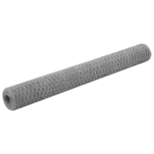 143328 vidaXL Chicken Wire Fence Galvanised Steel 25x1,2 m Silver