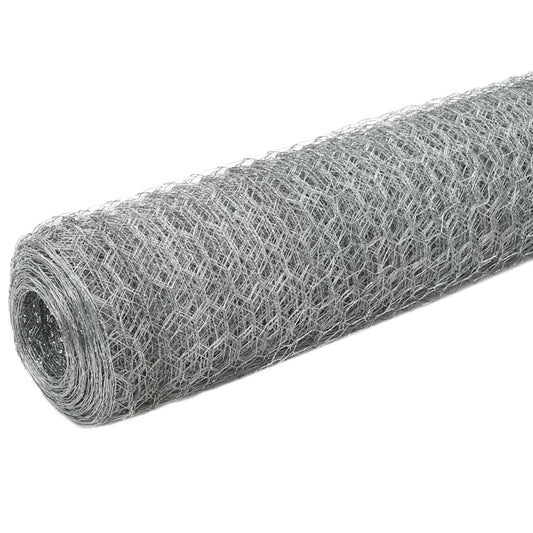 143329 vidaXL Chicken Wire Fence Galvanised Steel 25x1,5 m Silver