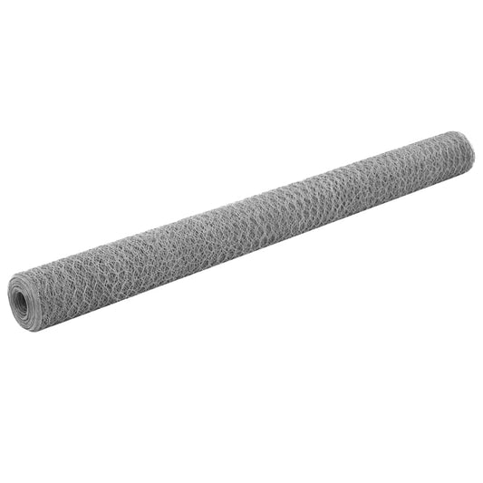 143333 vidaXL Chicken Wire Fence Galvanised Steel 25x1,5 m Silver