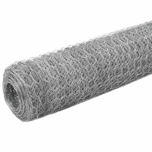 143333 vidaXL Chicken Wire Fence Galvanised Steel 25x1,5 m Silver