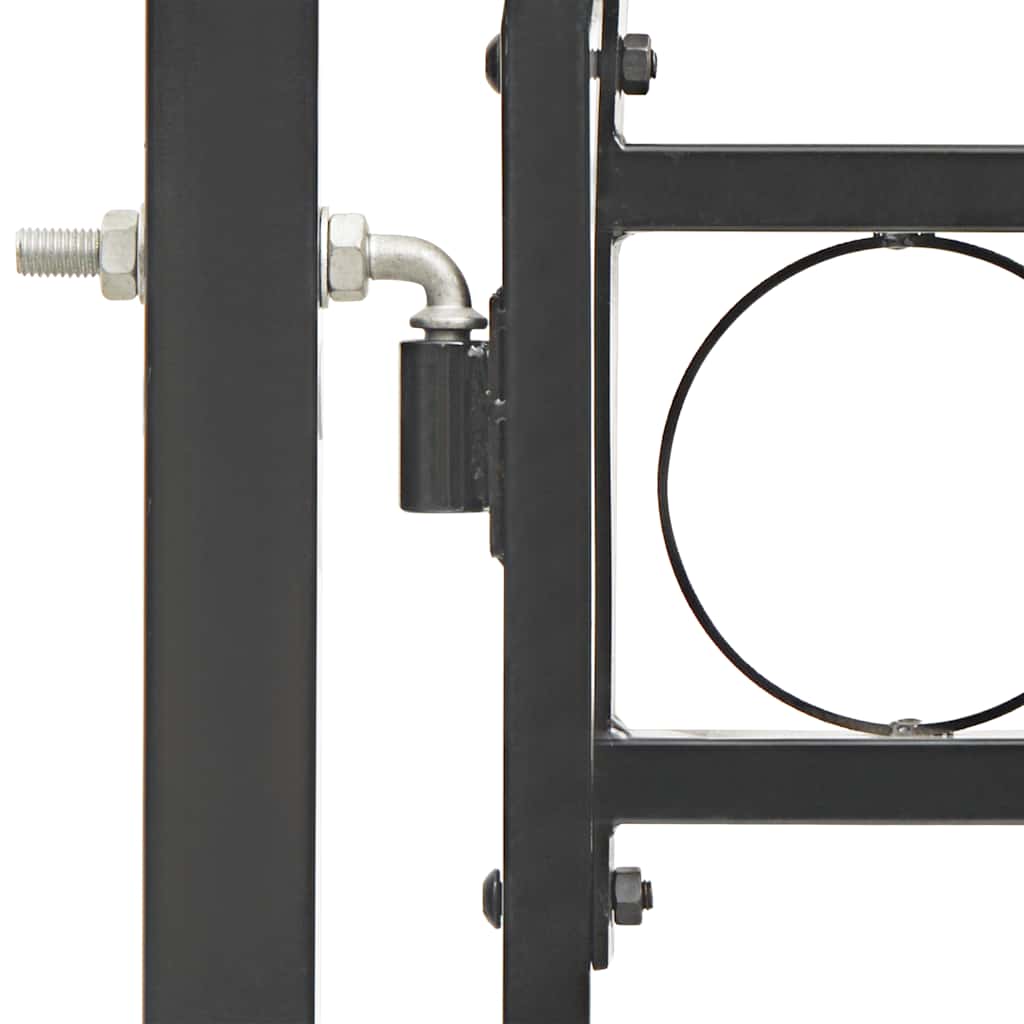 Fence Gate with Arched Top Steel 104x125 cm Black