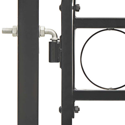 Fence Gate with Arched Top Steel 104x125 cm Black
