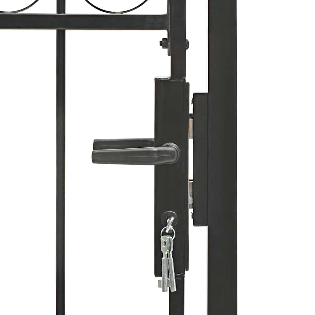 Fence Gate with Arched Top Steel 104x125 cm Black