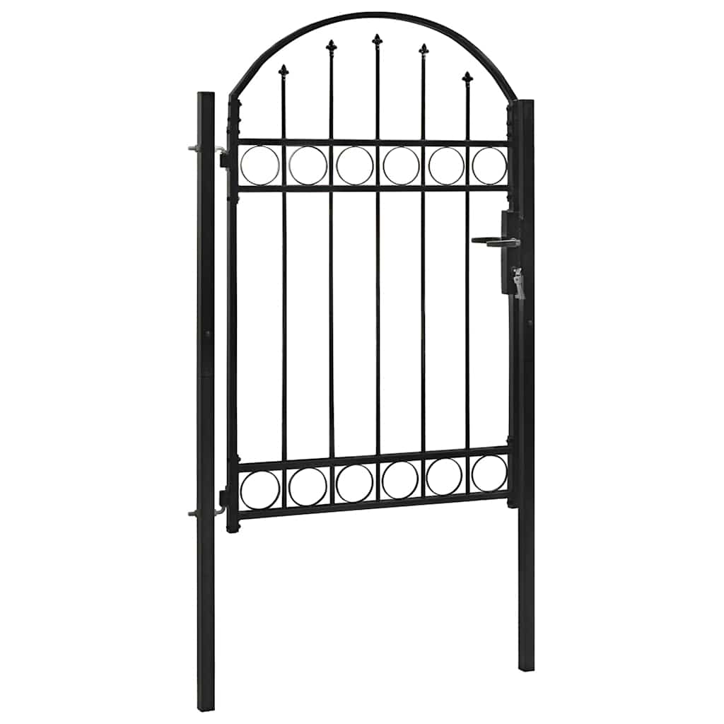 Fence Gate ASSEN with Arched Top Steel 102x150 cm Black