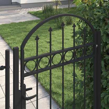 Fence Gate ASSEN with Arched Top Steel 102x150 cm Black