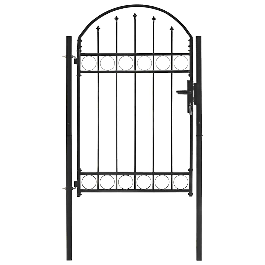 Fence Gate ASSEN with Arched Top Steel 102x150 cm Black