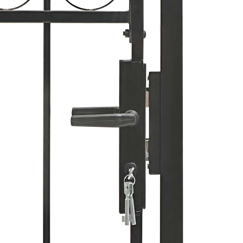 Fence Gate ASSEN with Arched Top Steel 102x150 cm Black