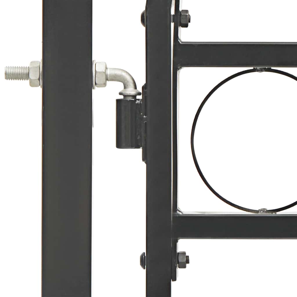 Fence Gate with Arched Top Steel 104x175 cm Black