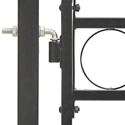 Fence Gate with Arched Top Steel 104x175 cm Black