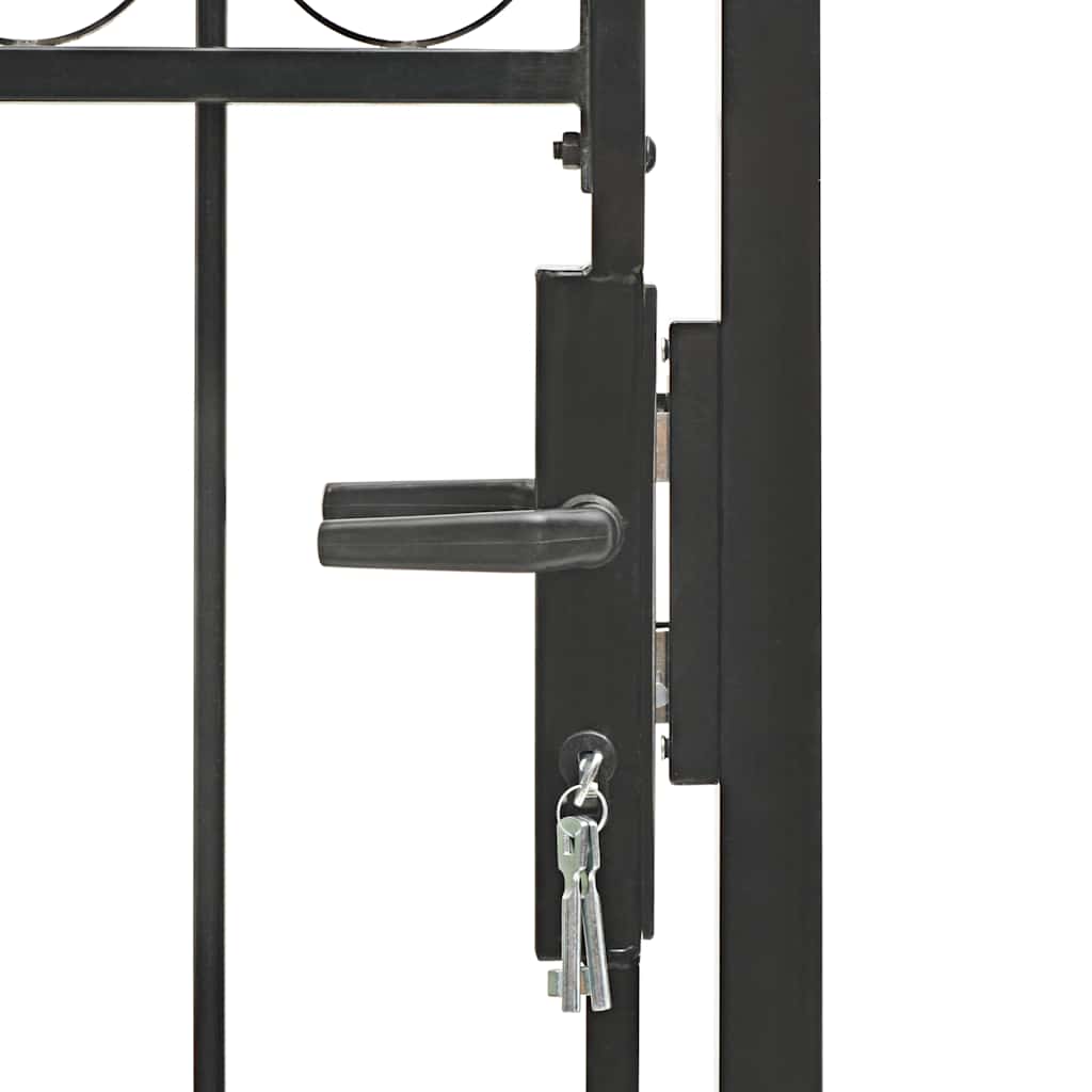 Fence Gate with Arched Top Steel 104x175 cm Black