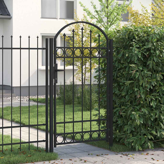 Fence Gate "ASSEN" with Arched Top Steel 102x175 cm Black