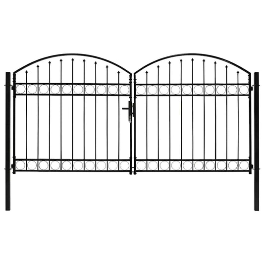 Fence Gate "ASSEN" Double Door with Arched Top Steel 300x150 cm
