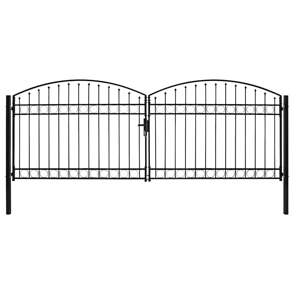 Fence Gate ASSEN Double Door with Arched Top Steel 400x150 cm